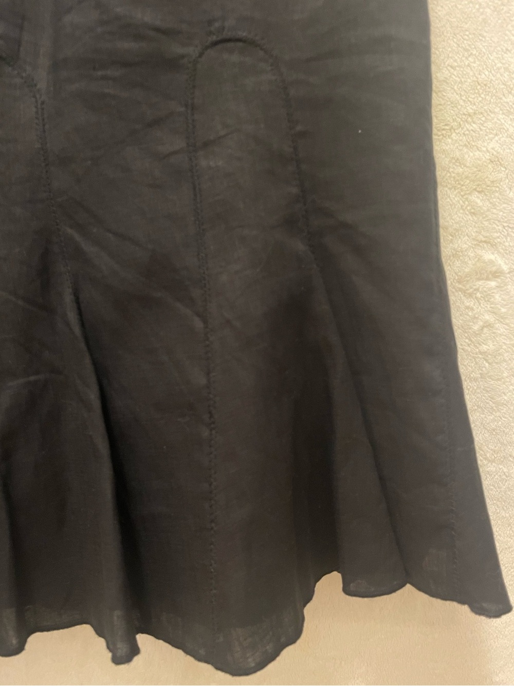 Dalia Collection Black A-Line Mermaid Flared Linen Midi Skirt - Picture 4 of 5